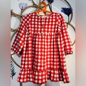 Red and White Checkered Kids Dress